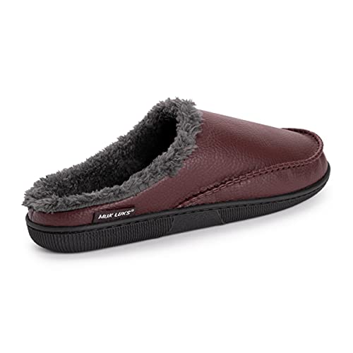 MUK LUKS Men's Faux Leather Clog Slipper, Brown, 10-11 - Image 2