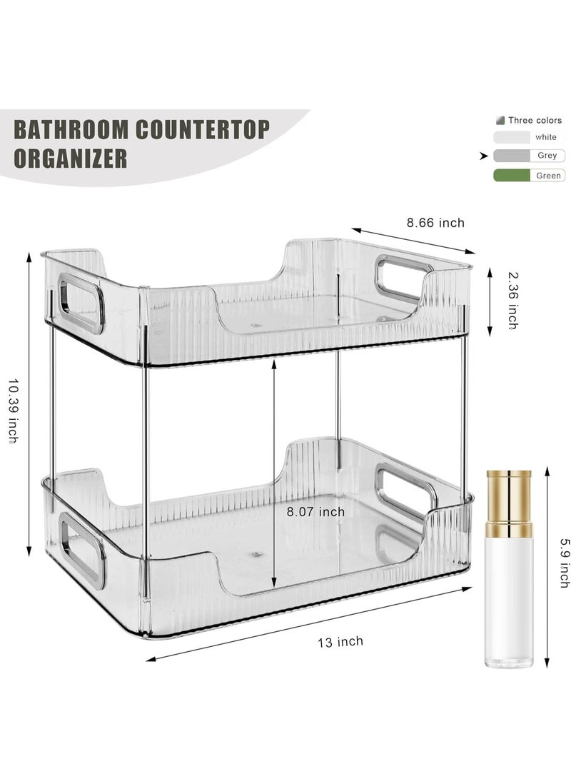 U-HOOME Bathroom Organizer Countertop, Clear Makeup Desk Organzier for Dressing Table, Bathroom Vanity Countertop, 2-Tier Vanity Tray Shelf for Cosmetic, Lotions, Perfume and Toiletries - Image 3