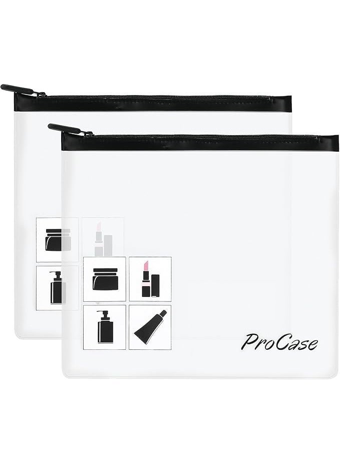 PROCUS ProCase TSA Approved Fly Travel Toiletry Bag Makeup Pouch, Durable Quart-Size Carry-On Clear Small Handy Bag with Zipper for Liquids Bottles Tubes Cosmetics Container (2-Pack) - Image 1