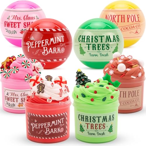 ORIENTAL CHERRY Christmas Stocking Stuffers Slime for Kids 4 Pack Slime Balls Toys Slime Kit Xmas Gifts for Classroom Rewards Teens Girls Boys 4 5 6 7 8 9 10 11 12 Year Old and Adults - Image 1