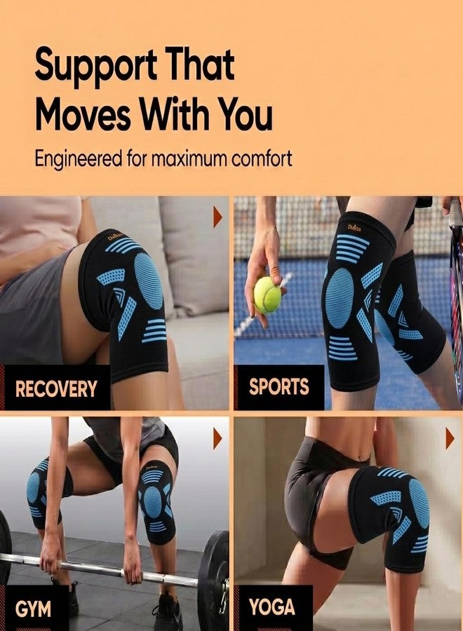 DOLTAS Orthopedic Knee Caps for Knee Pain Relief & Joint Support | Knee Sleeve for Gym, Running, Jogging, Sports & Workout | Anti-Sweat Compression Knee Brace for Men & Women | PAIR (BLACK) L - Image 5