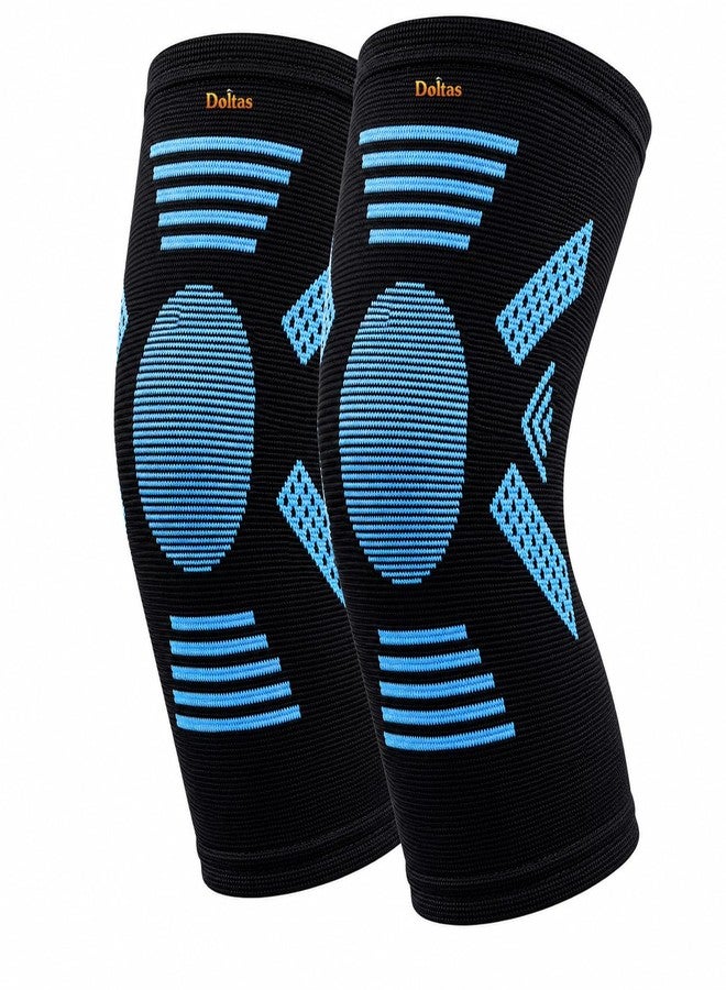 DOLTAS Orthopedic Knee Caps for Knee Pain Relief & Joint Support | Knee Sleeve for Gym, Running, Jogging, Sports & Workout | Anti-Sweat Compression Knee Brace for Men & Women | PAIR (BLACK) L - Image 1