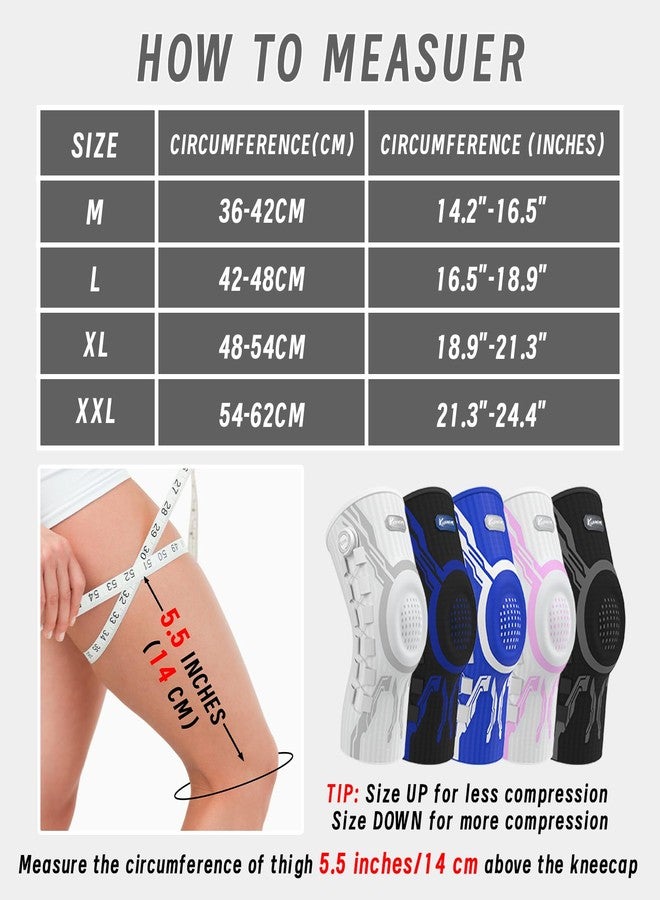 Kuangmi Knob Knee Brace for Pain Relief, Knee Support with Patella Gel Pad & Side Stabilizers, Compression Knee Sleeve for Workout, Arthritis, Joint Pain, Meniscus Tear (Black,Left,Large,Single) - Image 3