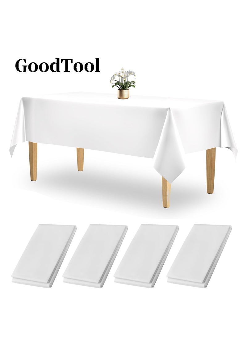 GoodTool Disposable Plastic Tablecloths 4 Pack Rectangle Waterproof Decorative Table Cover for BBQ Party Wedding Indoor Outdoor Use - Image 1