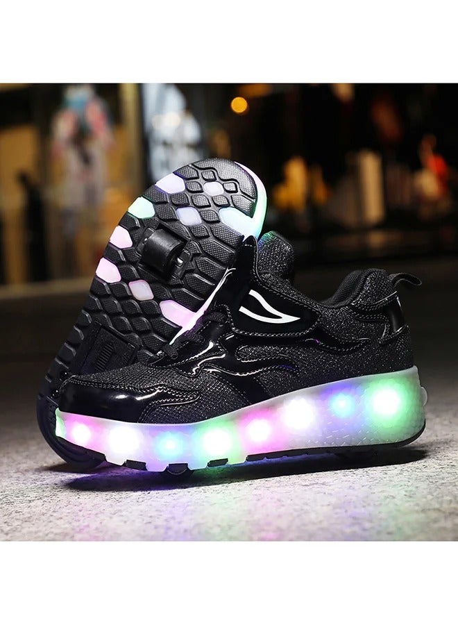 حذاء تزلج سنيكر لامع وعصري بإضاءة LED وامضة مع عجلات ونعل لايتننج - Image 3