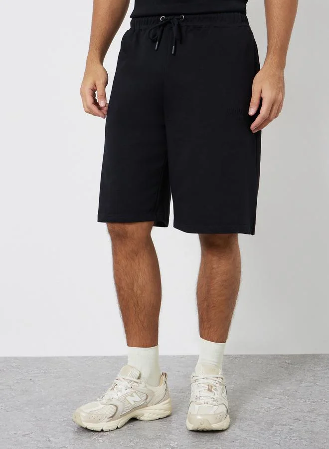 Men Black Athleisure Training Terry Shorts