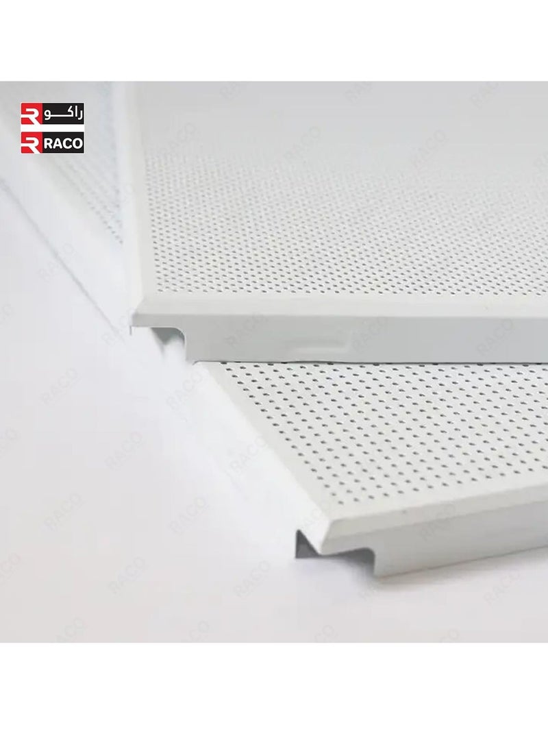 RACO RACO Perforated Aluminium Ceiling Tile | Perforated Clip-In Type Panel for Interior Decoration | White | Size: 600mm x 600mm | Perforated Style  - Image 2