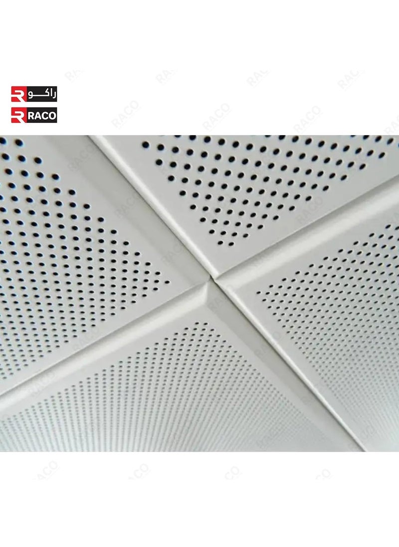 RACO RACO Perforated Aluminium Ceiling Tile | Perforated Clip-In Type Panel for Interior Decoration | White | Size: 600mm x 600mm | Perforated Style  - Image 5