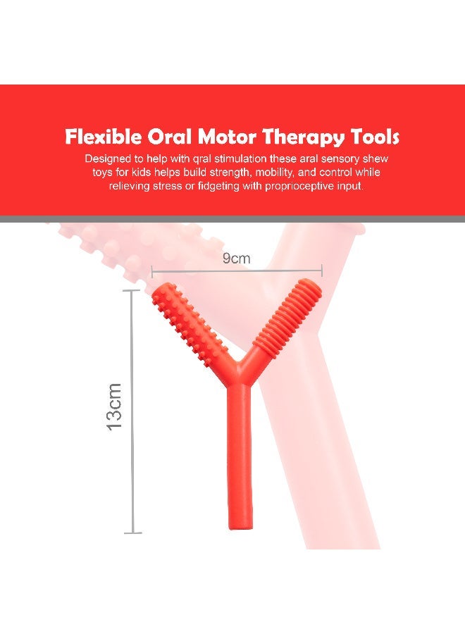 Abley's Silicone Sensory Chew Tube, Y-Shaped Design, Multiple Textured Surfaces, Non-Toxic (Red) - Image 4