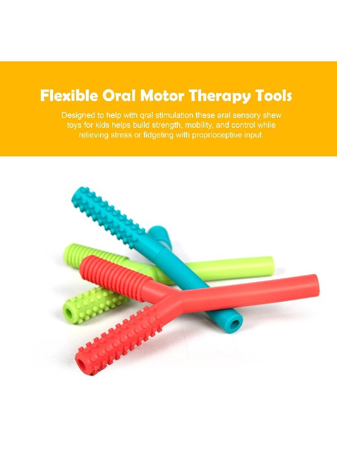 Abley's Silicone Sensory Chew Tube, Y-Shaped Design, Multiple Textured Surfaces, Non-Toxic (Red) - Image 5