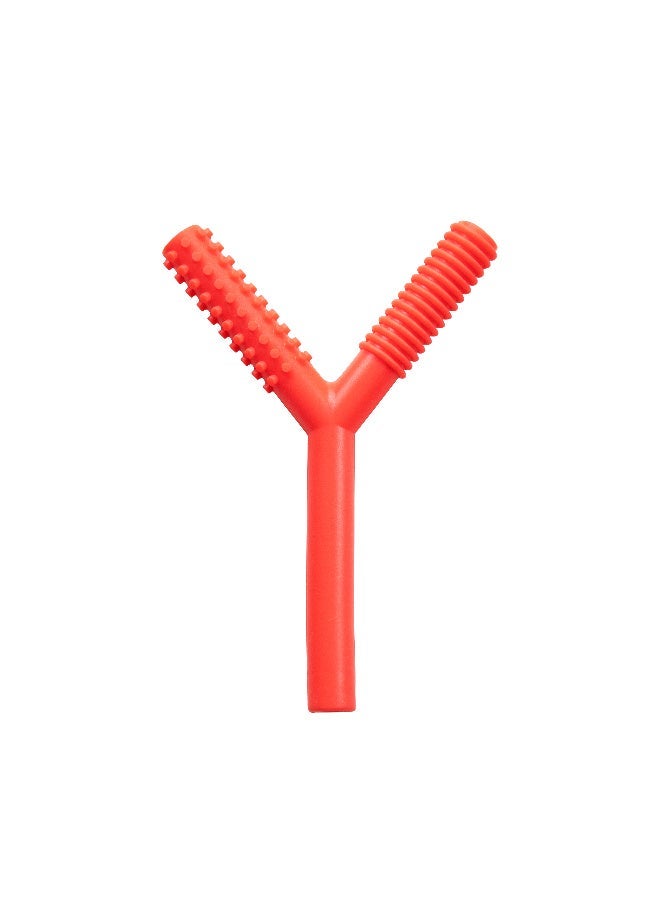 Abley's Silicone Sensory Chew Tube, Y-Shaped Design, Multiple Textured Surfaces, Non-Toxic (Red) - Image 1