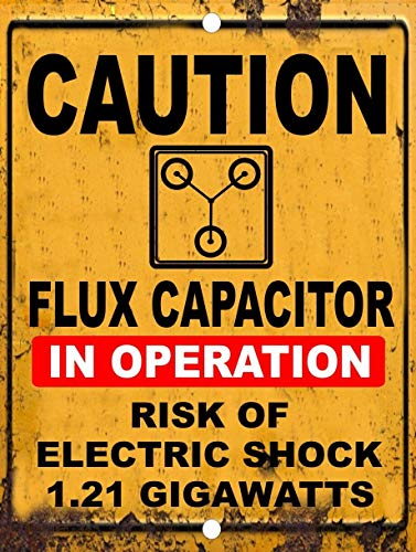 ZMKDLL Vintage Back to The Future Flux Capacitor 1.21 Gigawatt Caution Tin Metal Sign, 8X12 in - Image 5