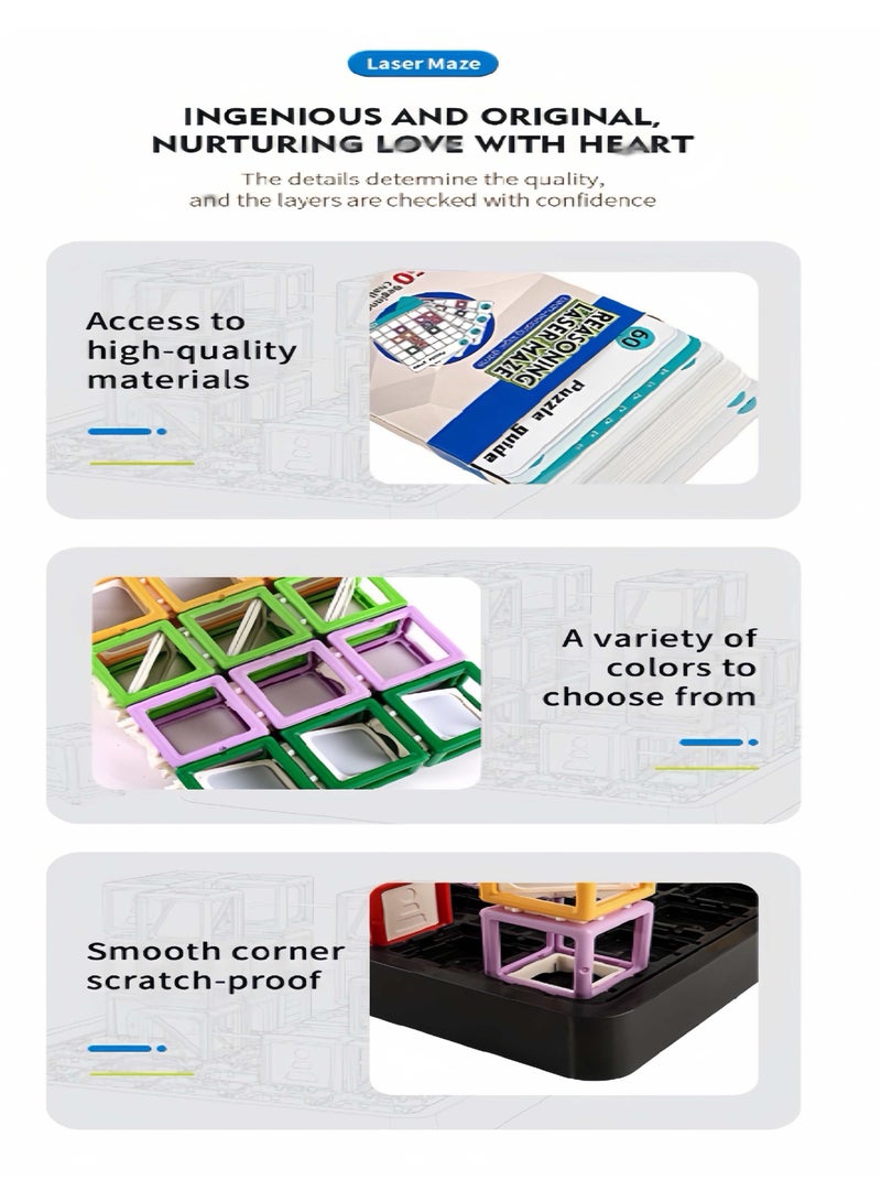 Jiabaile Brain Teasers Board Games Toys,Puzzle Game Toys,Reasoning Laser Maze Building Toys with 60+ STEM Science Game, Perfect Cultivate Spatial Planning & Scientific Exploration,8+ Years Old Boys Girls Gifts. - Image 4