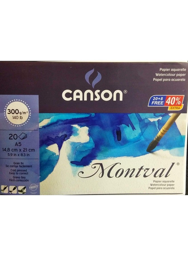 Canson Acrylic Montval 300 GSM A5 Pack of 20 Fine Grain Sheets, Acrylic, Paper;Acrylic - Image 1