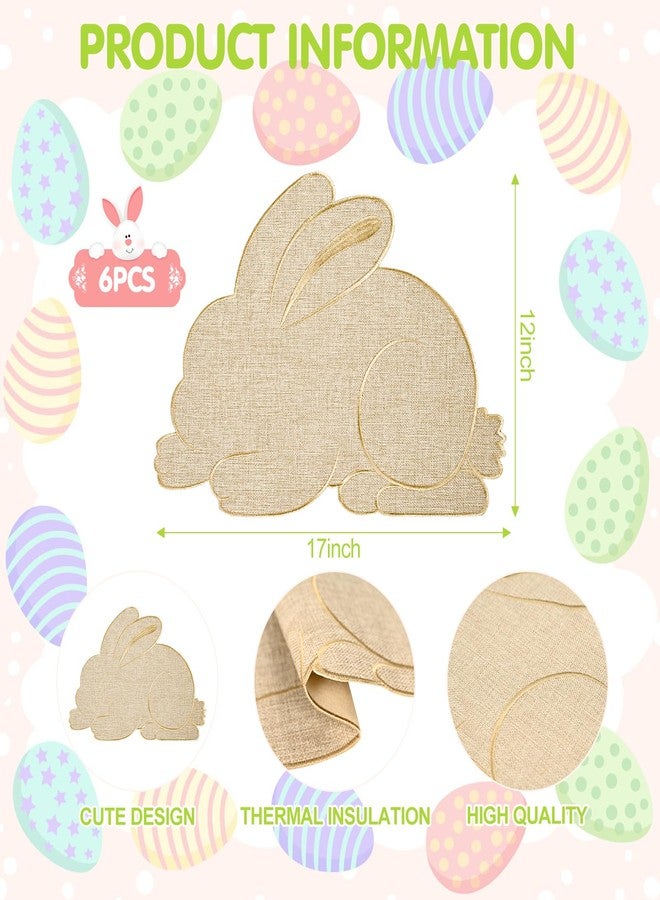 أولجا مجموعة مفارش طعام عيد الفصح مكونة من 6 قطع، مفارش طعام على شكل أرنب، زينة طاولة عيد الفصح، مفارش طعام ربيعية من الخيش، مفارش طاولة ريفية للعطلات، زينة طاولة للحفلات والمطبخ وغرفة الطعام (6) - Image 2