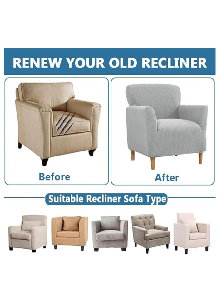 عام غطاء أريكة |غطاء كرسي، غطاء أثاث غرفة المعيشة |غطاء كراسي باتTub الحديثة|غطاء ذراع واحد قابل للتمدد من خيوط الجاكارد الصوفية (رمادي فاتح). - Image 4