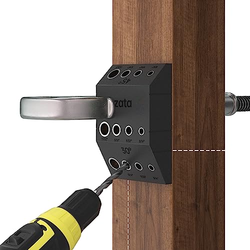 Muzata Upgraded Multi Angle Cable Railing Drill Guide Jig 30 45 90 Degree Portable Drilling Template 4 Sizes for Horizontal Angle Wood Post 3/16 1/8 Cable Railing Hardware Kit Tool CT24 - Image 1