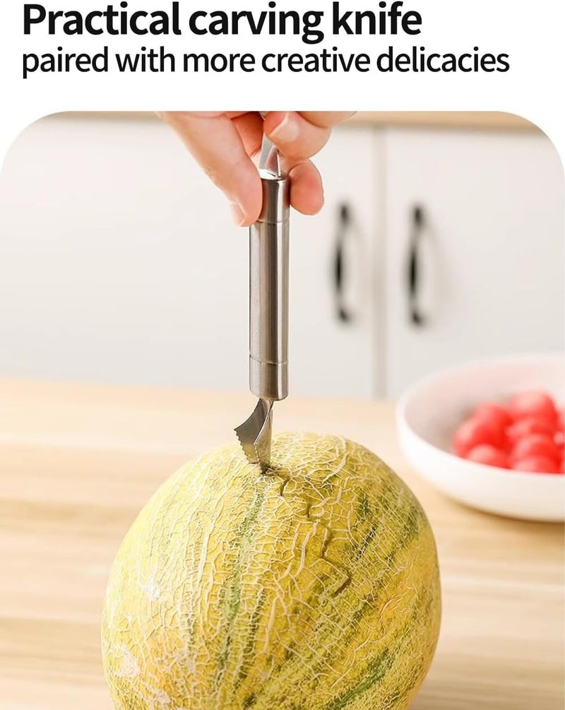 uvbws 2PCS Stainless Steel Double Headed Watermelon/Honeydew Ball Spoon ，Set Fruit Carving Tool - Suitable for Watermelon and Honeydew Fruit Ice Cream Tools - Image 4