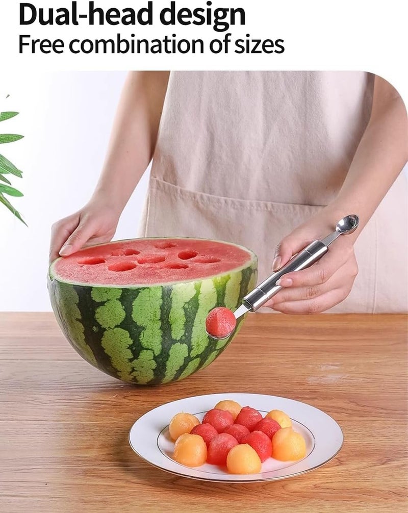 uvbws 2PCS Stainless Steel Double Headed Watermelon/Honeydew Ball Spoon ，Set Fruit Carving Tool - Suitable for Watermelon and Honeydew Fruit Ice Cream Tools - Image 3