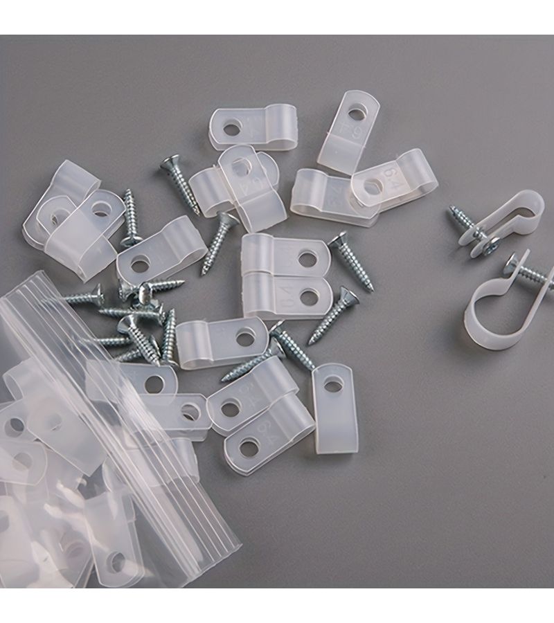 160 White R Type Cable Clips With Screws Easy Install Durable Wire Organizer Home Outdoor - Image 5