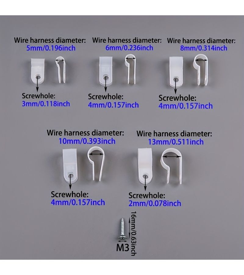 160 White R Type Cable Clips With Screws Easy Install Durable Wire Organizer Home Outdoor - Image 4