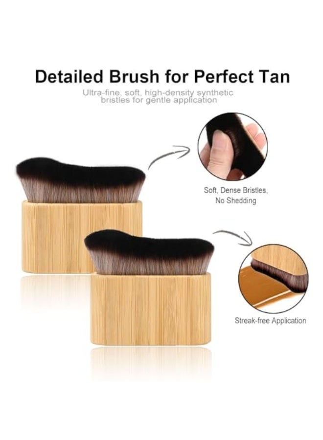 Self Tanning Mitt and Kabuki Brush 3-in-1 Set, Double-Sided Velvet Glove with Non-Slip Grip, Body and Face Applicator for Streak-Free Sunless Tan, Back Tanning Applicator and Mitt, Black, 3 Pcs - Image 5