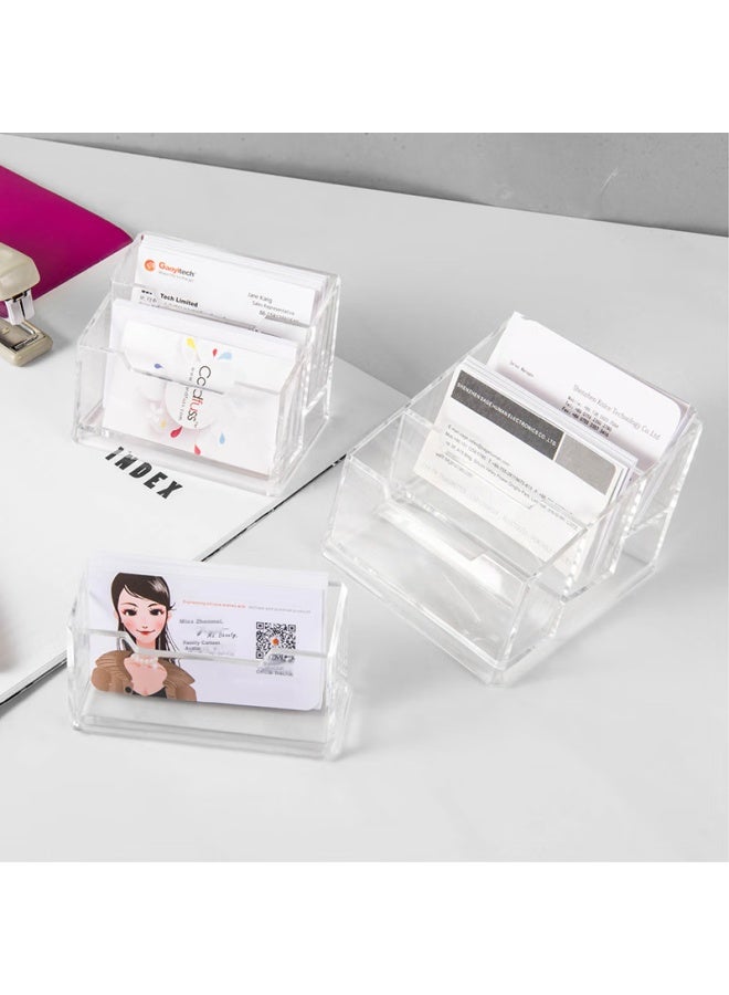 Jin Longxing Jinlongxing, Business Card Holder, Three-compartment Acrylic Transparent Business Card Box, Desktop Office Business Card Display Box, Single-compartment Acrylic Vertical Business Card Holder, Standard Model C2153 - Image 2