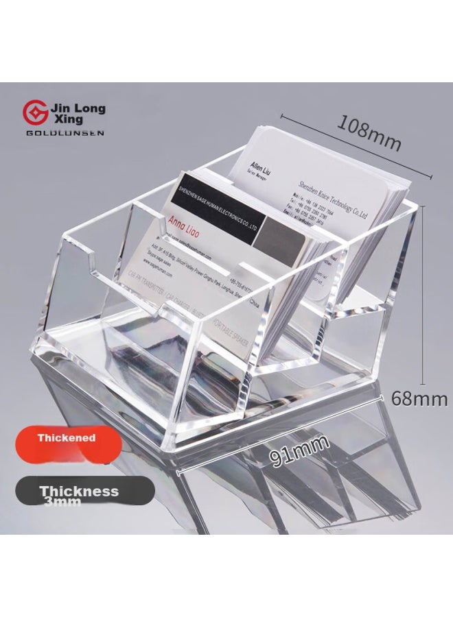 Jin Longxing Jinlongxing, Business Card Holder, Three-compartment Acrylic Transparent Business Card Box, Desktop Office Business Card Display Box, Single-compartment Acrylic Vertical Business Card Holder, Standard Model C2153 - Image 1