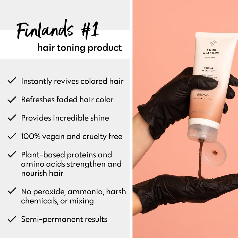 FOUR REASONS Color Mask - Bronze - (27 Colors) Toning Treatment, Color Depositing Conditioner, Tone & Enhance Color-Treated Hair - Semi Permanent Hair Dye, Vegan and Cruelty-Free, 6.76 fl oz - Image 5