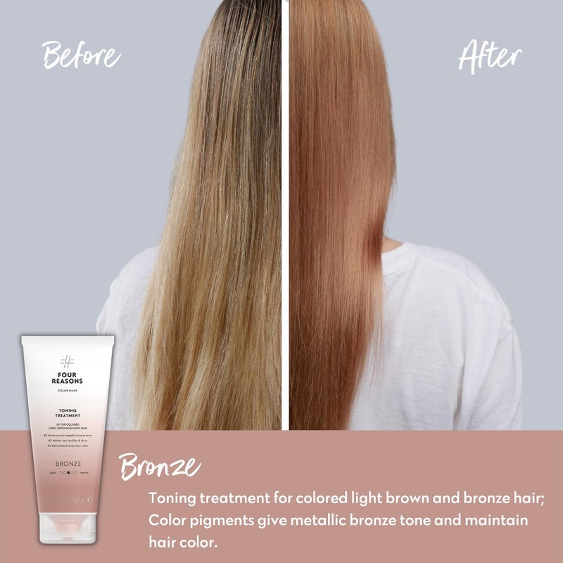 FOUR REASONS Color Mask - Bronze - (27 Colors) Toning Treatment, Color Depositing Conditioner, Tone & Enhance Color-Treated Hair - Semi Permanent Hair Dye, Vegan and Cruelty-Free, 6.76 fl oz - Image 2