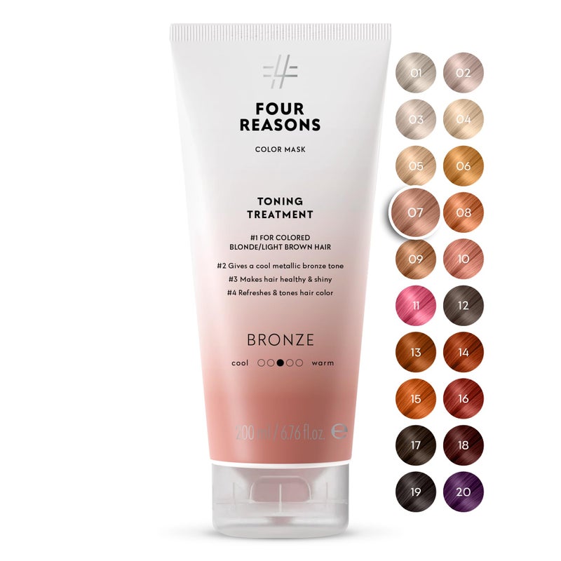 FOUR REASONS Color Mask - Bronze - (27 Colors) Toning Treatment, Color Depositing Conditioner, Tone & Enhance Color-Treated Hair - Semi Permanent Hair Dye, Vegan and Cruelty-Free, 6.76 fl oz - Image 1