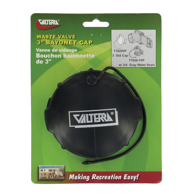غطاء صمام النفايات Valterra T1020VP 3 بايونت أسود