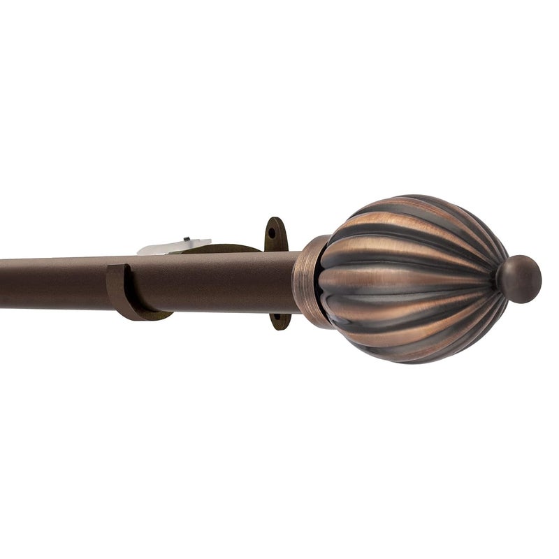 Deco Window Deco Window 4 Piece 3666 Extendable Curtain Rod with Brackets for Door Windows Adjustable Length Dual Telescopic Drapery Pole with Kamrak Antique Copper Finials 25mm Diameter Antique Copper 