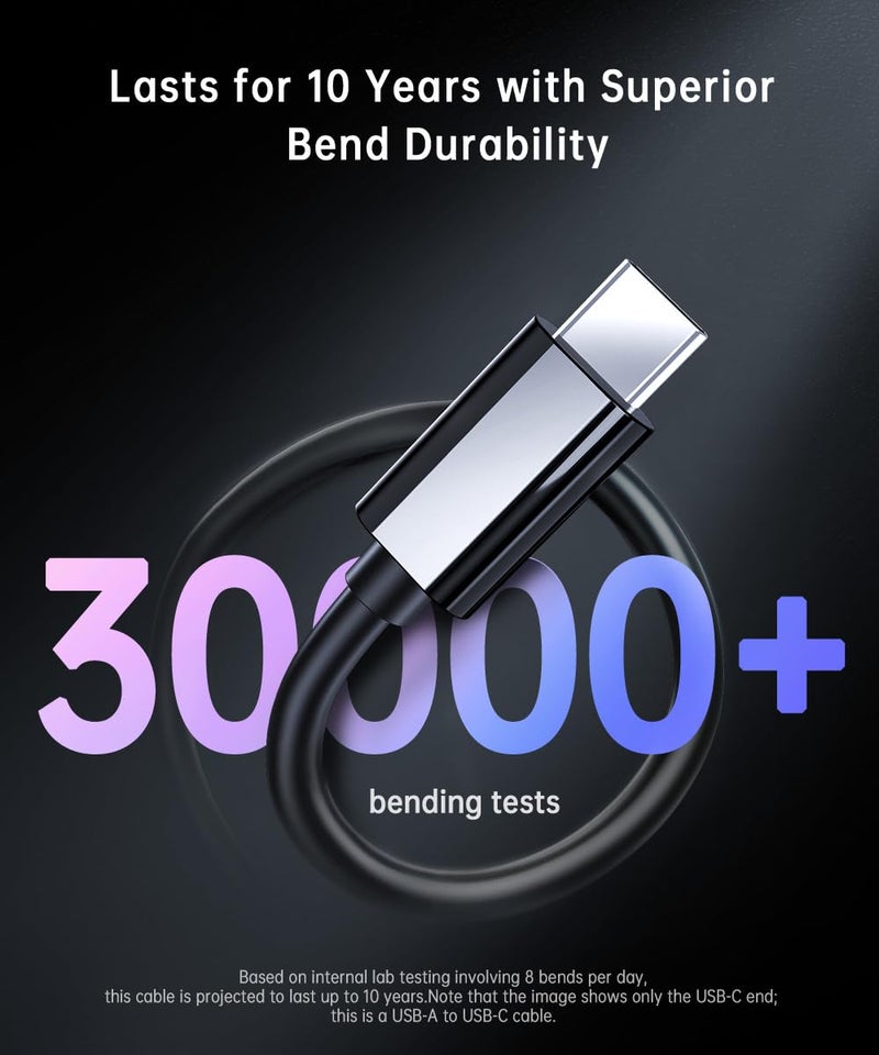 LDLrui كابل USB C للسيارة 6 أقدام، كابل LDLrui USB-C 3A للشحن السريع ونقل البيانات بسرعة 10Gbps، كابل بديل من نوع USB 3.1 Gen 2 Type C للسيارة، سامسونج جالاكسي S22، آيفون 16 برو ماكس، آيباد برو، بيكسل 6 - Image 5