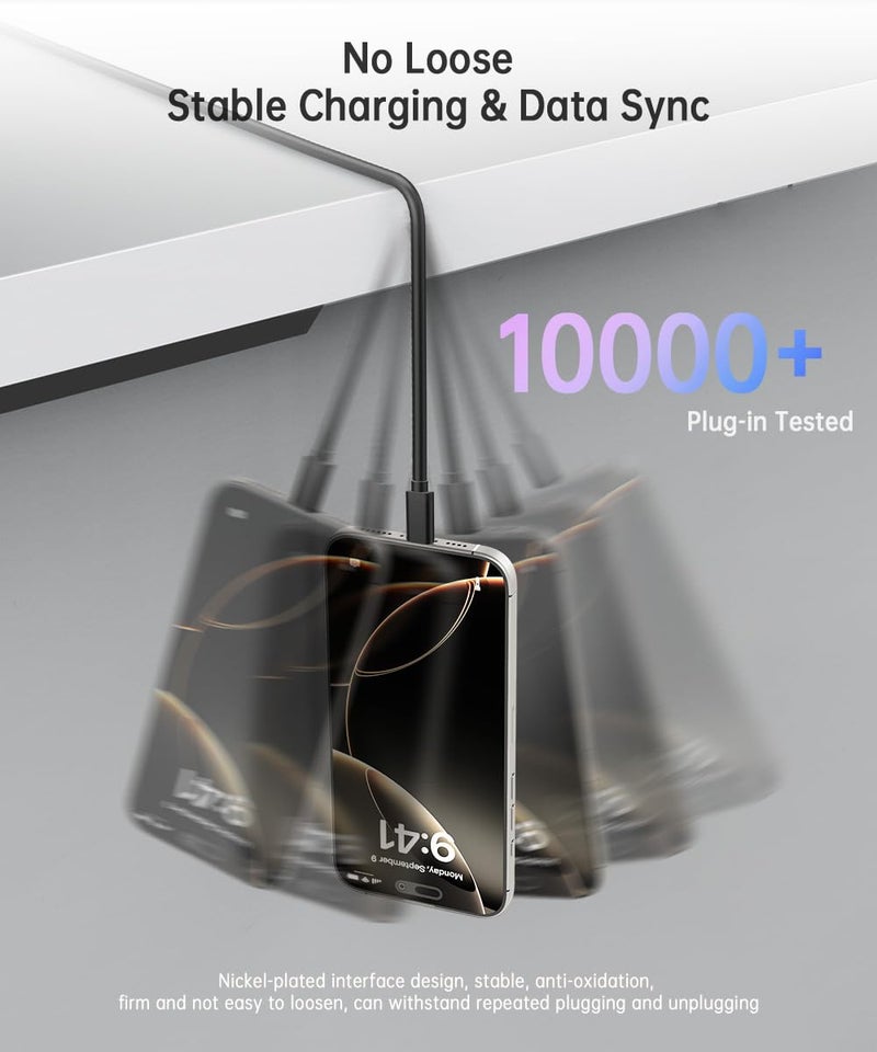LDLrui كابل USB C للسيارة 6 أقدام، كابل LDLrui USB-C 3A للشحن السريع ونقل البيانات بسرعة 10Gbps، كابل بديل من نوع USB 3.1 Gen 2 Type C للسيارة، سامسونج جالاكسي S22، آيفون 16 برو ماكس، آيباد برو، بيكسل 6 - Image 4