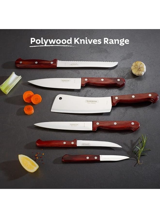 TRAMONTINA TRAMONTINA Polywood Paring Knife 3 Inches, High-Performance Stainless Steel Blade, Ergonomic Polywood Handle, Perfect for Precise Cutting, Durable and Stylish, Red  - Image 4