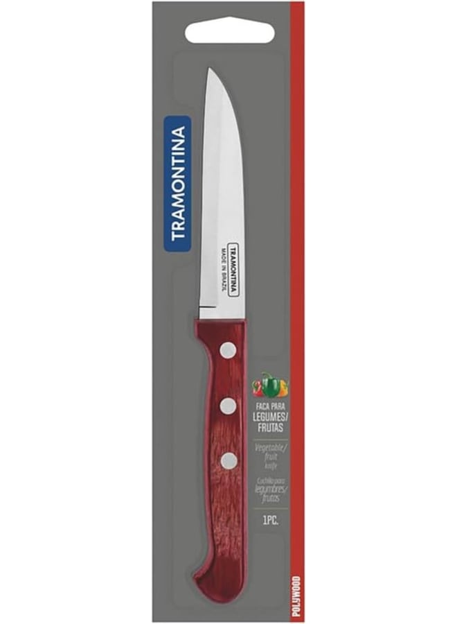 TRAMONTINA TRAMONTINA Polywood Paring Knife 3 Inches, High-Performance Stainless Steel Blade, Ergonomic Polywood Handle, Perfect for Precise Cutting, Durable and Stylish, Red  - Image 3