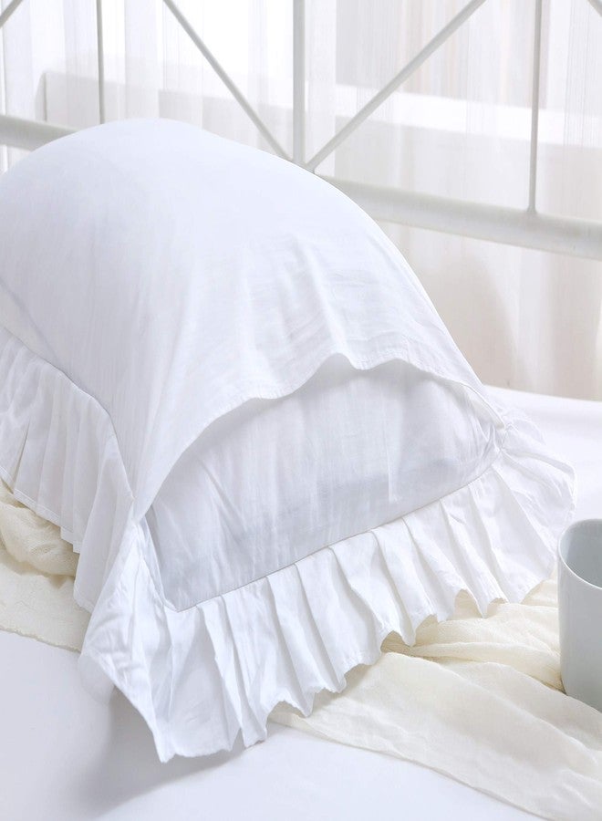 Meaning4 Ruffles Pillow Cases Shams Covers White Queen Size 2 Pack Egyptian Cotton 20x30 inches Soft Thick - Image 4