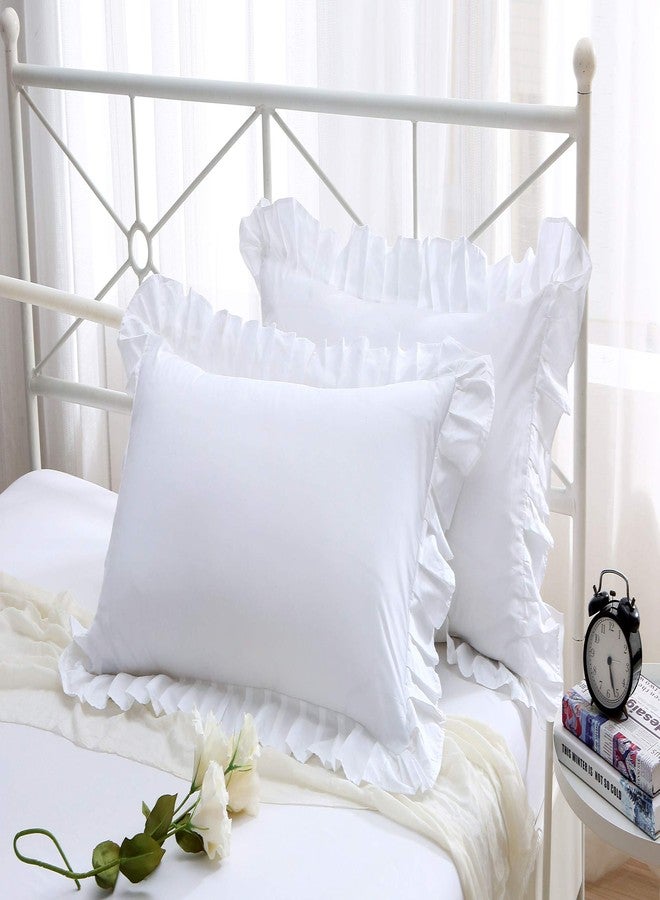 Meaning4 Ruffles Pillow Cases Shams Covers White Queen Size 2 Pack Egyptian Cotton 20x30 inches Soft Thick - Image 5