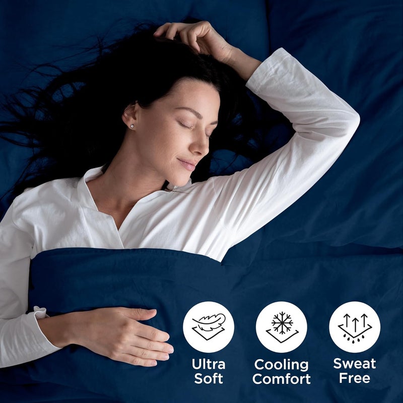 ROYALE LINENS رويال لينينز - طقم شراشف كاملة 4 قطع - فراش مايكروفايبر ناعم 1800 - 1 شرشف مجهز، 1 شرشف مسطح، 2 كيس وسادة - طقم شراشف كاملة فاخر مقاوم للتجعد والبهتان (كامل، كحلي) - Image 4