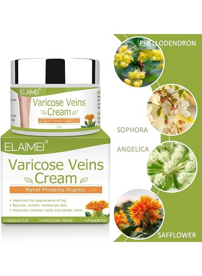 Elaimei Varicose Veins Cream, Soothing Leg Cream, Varicose and Spider Veins Treatment Cream, Relieve Phlebitis Angiitis, Improve Blood Circulation, Fast Relieve Swelling Pain 50g  - Image 3