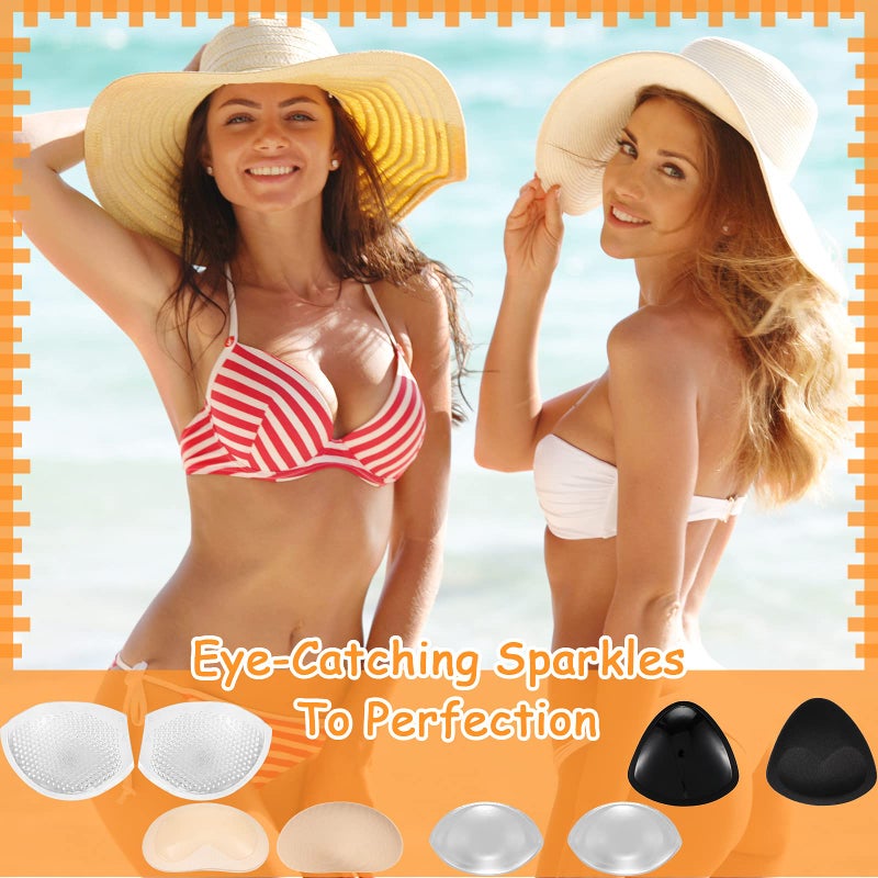 SATINIOR 4 Pairs Silicone Bra Inserts Breast Enhancers Add 2 Cups Breathable Non Slip Waterproof Push up Pads Reusable Bra Padding for Sports Bikini Swimsuits Dress Women Girls - Image 2