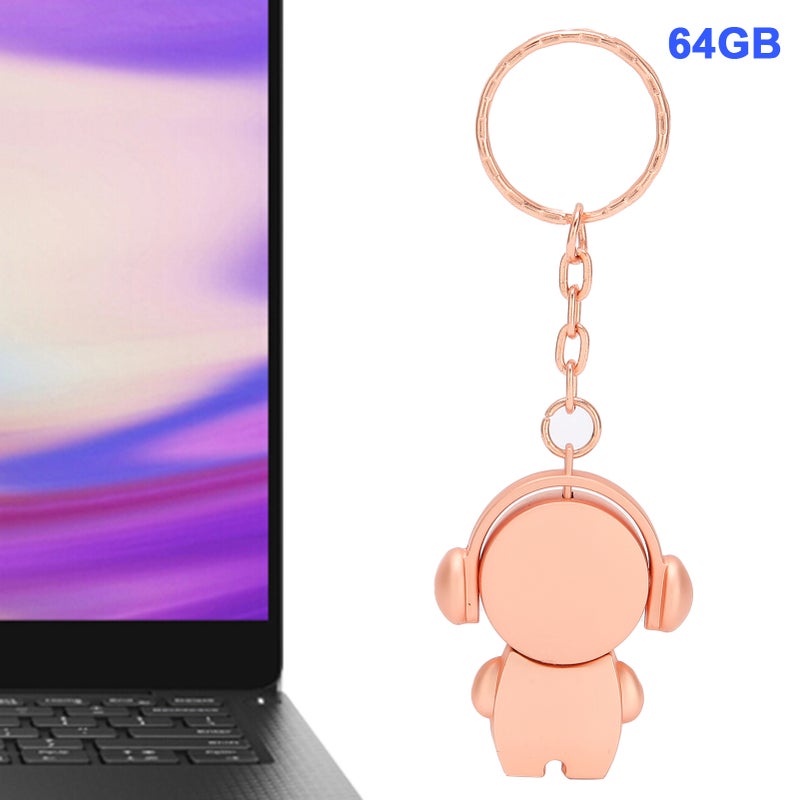أقراص فلاش USB 2.0 بأسلوب سيارة كرتوني (ذاكرة USB) من نوع جهاز تخزين بانتقال عالي السرعة باللون الذهبي الوردي (64 جيجابايت) - Image 5