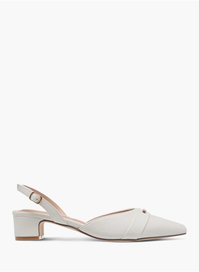 Celeste Women's Textured Mules with Buckle Closure and Block Heel  - Image 3