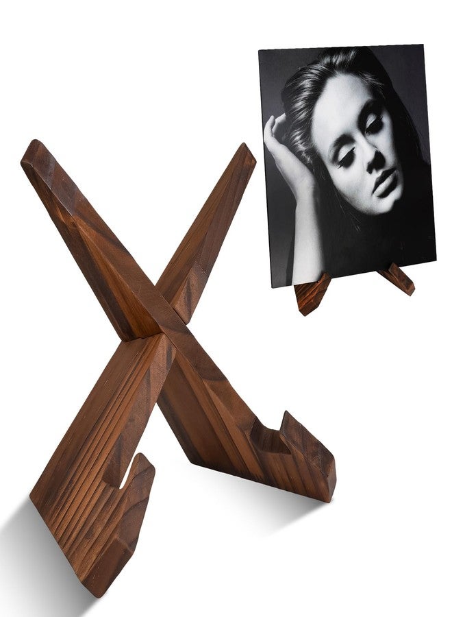 Snado Now Playing Vinyl Record Album Stand - Rustic Brown Handcrafted Solid Wood Retro Display & Storage Holder, Gifts for LP Lovers - Image 1