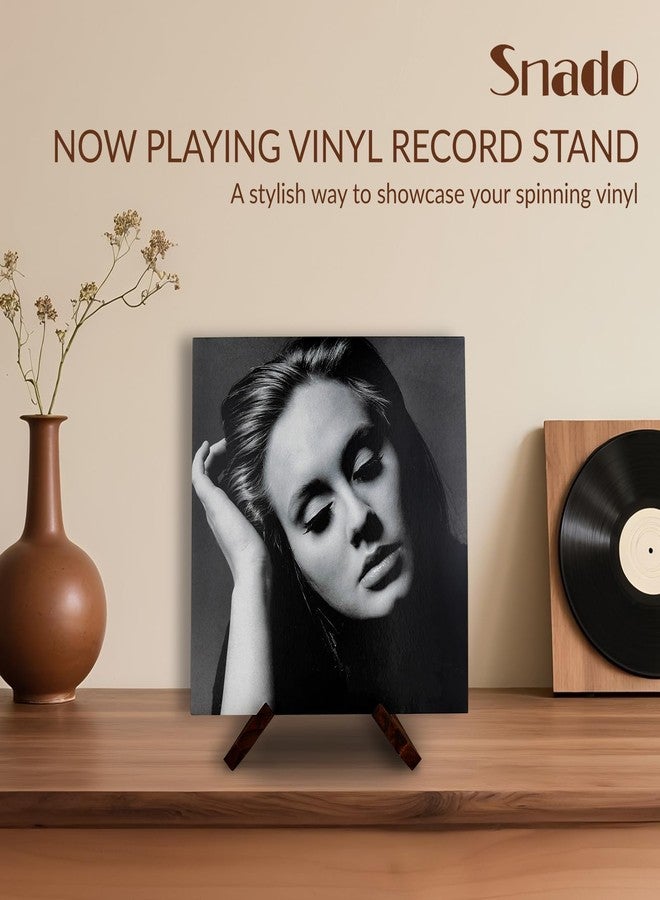 Snado Now Playing Vinyl Record Album Stand - Rustic Brown Handcrafted Solid Wood Retro Display & Storage Holder, Gifts for LP Lovers - Image 3