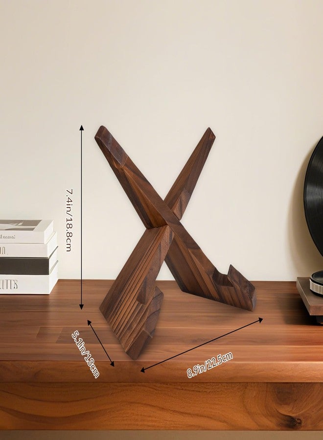 Snado Now Playing Vinyl Record Album Stand - Rustic Brown Handcrafted Solid Wood Retro Display & Storage Holder, Gifts for LP Lovers - Image 4