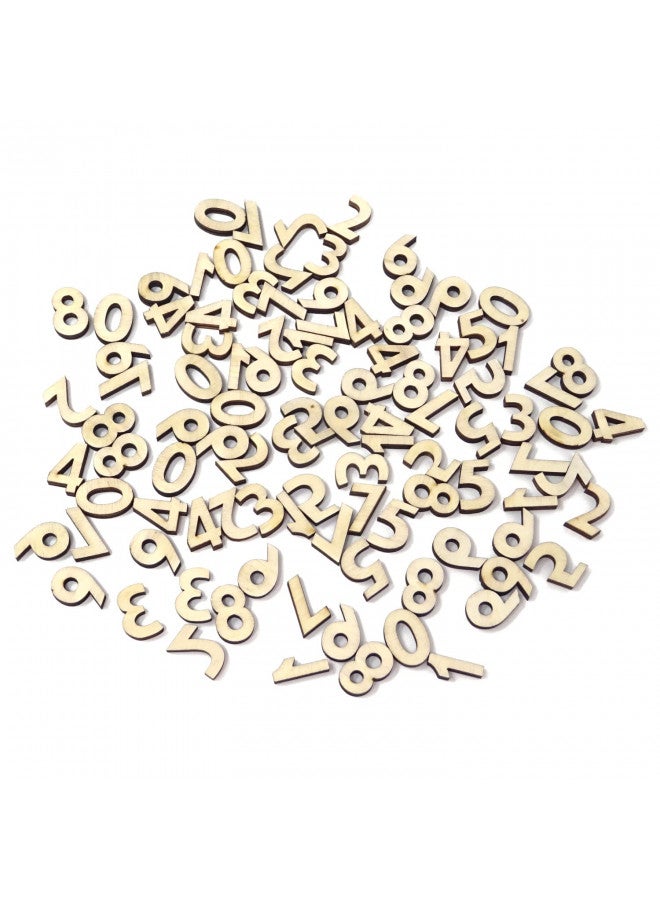 Honbay 100PCS 15mm/0.6inch Natural Wooden Numbers for DIY Crafts, 0-9, 10PCS for Each - Image 1