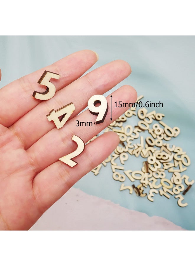 Honbay 100PCS 15mm/0.6inch Natural Wooden Numbers for DIY Crafts, 0-9, 10PCS for Each - Image 4
