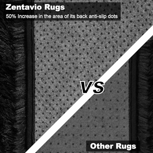 Zentavio Black Area Rugs for Living Room Bedroom 4x6 Men Room Carpet Fluffy Furry Shag Aesthetic Plush High Pile Floor Rug for Nursery Kids Room Dorm Home Decor - Image 4